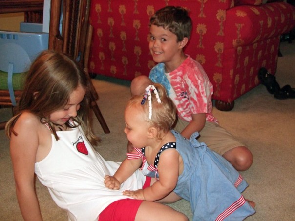 Madline and Addison entertaining Emma Kate (or is it the way around?)